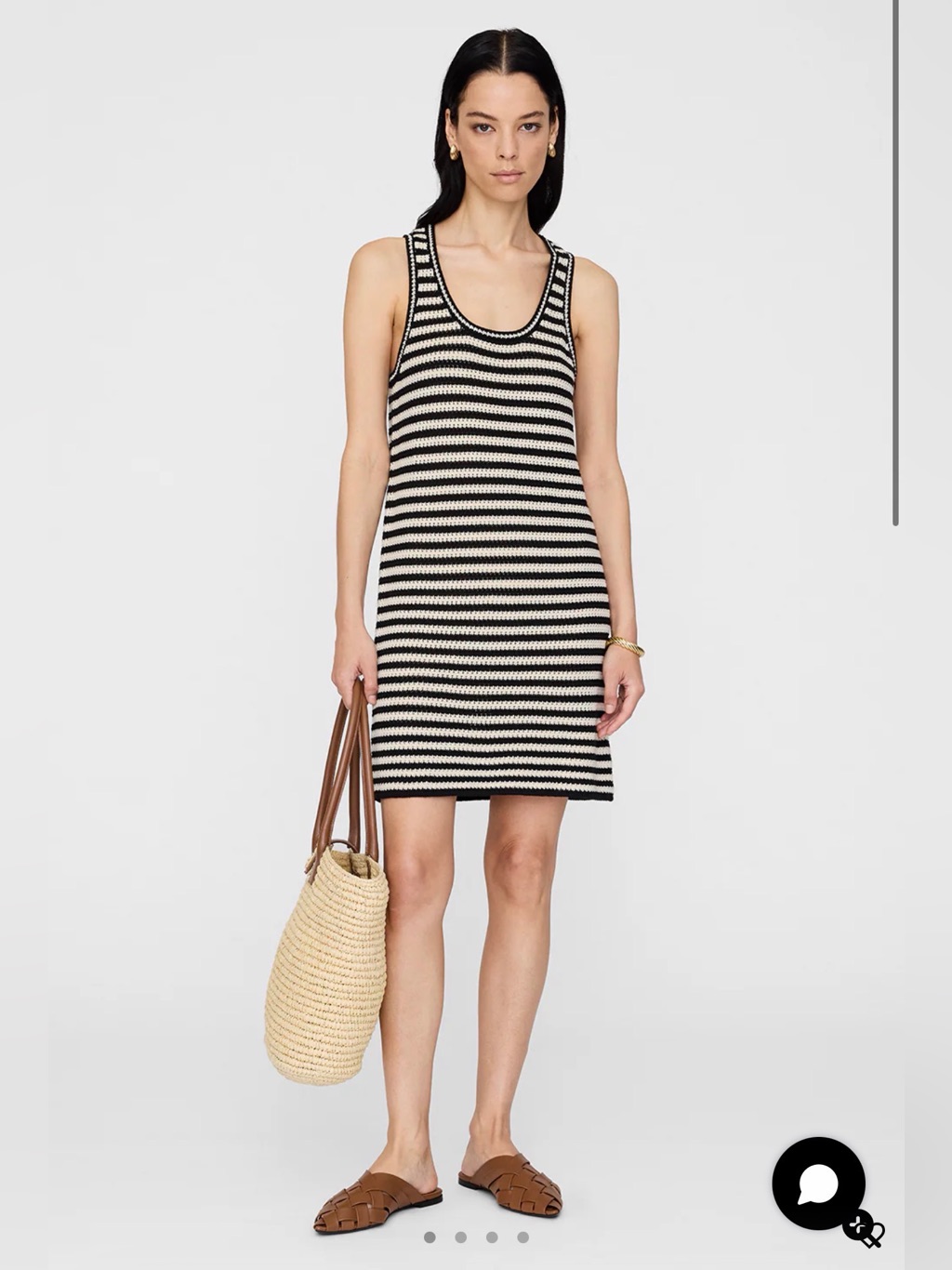 Anine Bing Arie Dress Black And Ivory Stripe